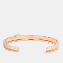 Pre Owned أسورة هيرمس كيلي كاديناس 18 قيراط ذهب وردي مر صعة بالألماس موديل مزدوج حجم صغير