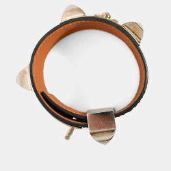 مملوكة مسبقًا Hermes 2014 Black Leather Silver Collier de Chien Bracelet