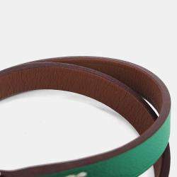 مملوكة مسبقًا Hermes Green Leather Behappy Double Strap Bracelet