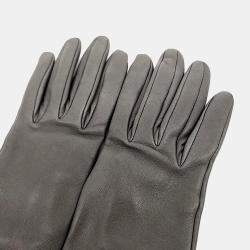 Pre Owned قفازات جلدية رمادية هيرميس