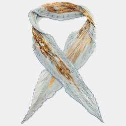 Pre Owned وشاح هيرمس حرير أزرق لانتروس مطوي