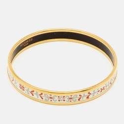 مملوكة مسبقًا سوار هيرميس مزخرف زهور مينا مطلي ذهبي