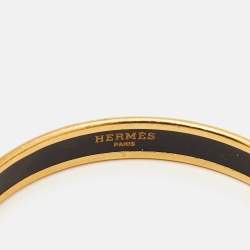 مملوكة مسبقًا سوار هيرميس مزخرف زهور مينا مطلي ذهبي