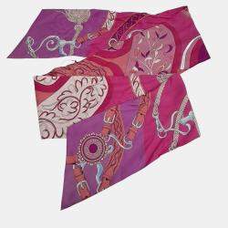 Pre Owned Hermes Maxi Twilly Multicolor Silk Scarf