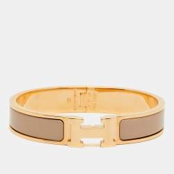 Pre Owned Hermes Clic H Enamel Rose Gold Plated Bracelet