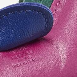 Pre Owned Hermes GriGri Rodeo PM Bag Charm Rose Pourpre/Bleu Electrique/Malachite Milo Leather