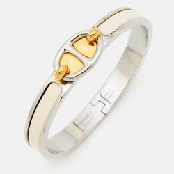 مملوكة مسبقًا Hermès Mini Clic Chain De Ancre Enamel Two Tone Metal Bracelet