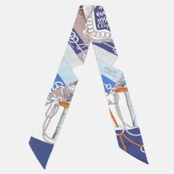 مملوكة مسبقًا Hermès Blue Cliquetis Silk Twilly 