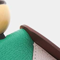 Pre Owned Hermes Barenia Leather Chevre Myzore Leather Handbag Charm Brown Green Light Pink Jockey Charm