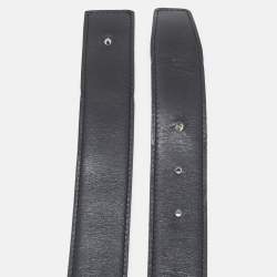 Pre Owned Hermès 85CM Waist Belt Strap Black/Dark Chocolat Swift and Box Leather 