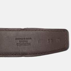 Pre Owned Hermès 85CM Waist Belt Strap Black/Dark Chocolat Swift and Box Leather 