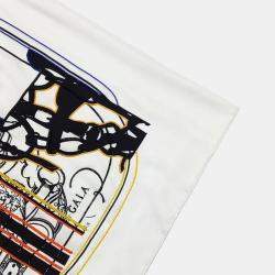 Pre Owned Hermes White Multicolor Silk Stole