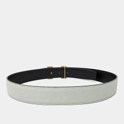 Pre Owned Hermes H Reversible Grey Leather Belt (U)