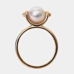 Pre Owned Hermes 18K Rose Gold Pearl Chandra Ring Small Model