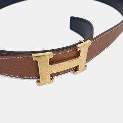 Pre Owned Hermes Black, Brown Reversible Leather Belt (Z)
