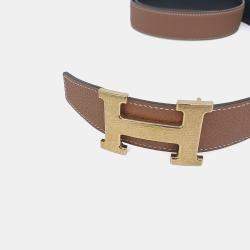 Pre Owned Hermes Black, Brown Reversible Leather Belt (Z)