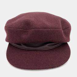 Pre Owned Hermes Wool Burgundy hat