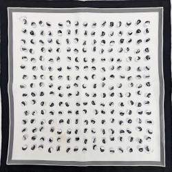 Pre Owned Hermes Petite Black, White Silk Scarf