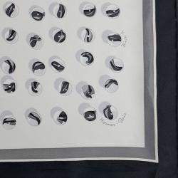 Pre Owned Hermes Petite Black, White Silk Scarf