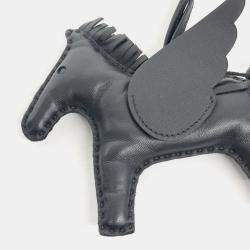 Pre Owned Hermes Pegasus Rodeo Black Leather Charm Medium (B)