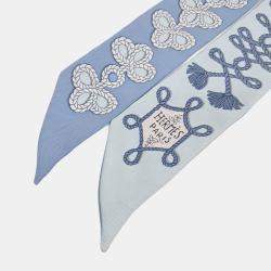 Pre Owned Hermes Twilly Blue Silk Scarf