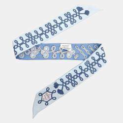 Pre Owned Hermes Twilly Blue Silk Scarf
