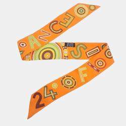 Pre Owned وشاح هيرمس تويللي حرير برتقالي