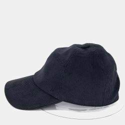 Pre Owned Hermes Navy Blue Corduroy Cap