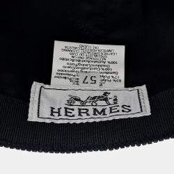 Pre Owned Hermes Navy Blue Corduroy Cap