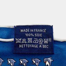 Pre Owned وشاح هيرمس حرير أزرق صغير