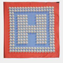 Pre Owned وشاح هيرمس حرير كرات الجولف أزرق، وردي، أبيض