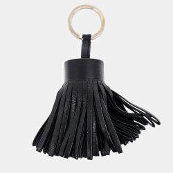 مملوكة مسبقًا Hermes Carmen Black Leather Tassel Keyring