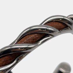 مملوكة مسبقًا سوار هيرمس تورساد مفتوح مقاس T4 معدن بني جلد