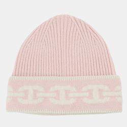 مملوكة مسبقًا قبعة هيرمس محبوكة إيفين متوسطة الحجم وردي بودل / إيكر يو 232021 ن كشمير 99% بولي يوريثين 1%