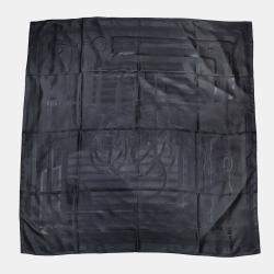 Pre Owned وشاح هيرمس حرير جاكار مربع عملاق "كوتشينغ" بحجم مائة وخمسة وثلاثون إنكري / مارين 