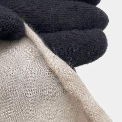 Pre Owned Hermes Appl Couvertures Et Tenues Size 90 Mastic/Natural/Multicolor Cashmere70% Silk30%