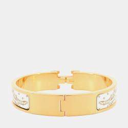 Pre Owned Hermes Clich Cheetah Size Pm Orfevre/Jaune D'Or/White Enamel Metal