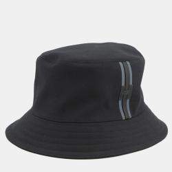 Pre Owned Hermes Hat Fred H Stripe Size 59 Black Cotton100%