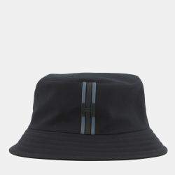 Pre Owned Hermes Hat Fred H Stripe Size 59 Black Cotton100%