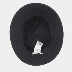 Pre Owned Hermes Hat Fred H Stripe Size 59 Black Cotton100%