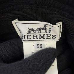 Pre Owned Hermes Hat Fred H Stripe Size 59 Black Cotton100%