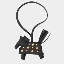 Pre Owned قفل هيرمس روبيو جلد خروف أسود