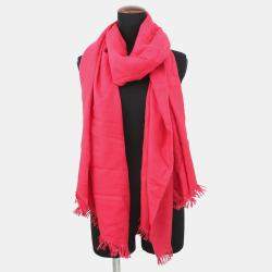 Pre Owned Hermes New Libris Stole Casisil Size 140 Pink Cashmere85% Silk15%