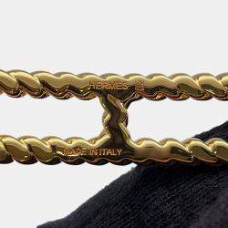 Pre Owned Hermes Luli Godronne Double Tour Bracelet Black Swift Leather