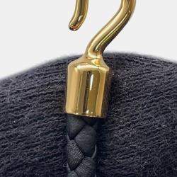 Pre Owned Hermes Luli Godronne Double Tour Bracelet Black Swift Leather