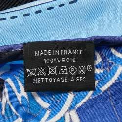 Pre Owned Hermes Blue Silk La Promenade du Matin Giant Triangle