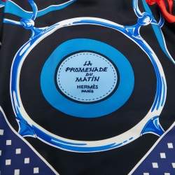 Pre Owned Hermes Blue Silk La Promenade du Matin Giant Triangle