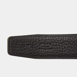 مملوكة مسبقًا Hermes H Strie 95 CM Reversible Buckle Belt Bleu De Malte/Bleu Nuit Epsom and Togo Leather