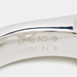 Pre Owned Hermès Galop Sterling Silver Ring Size 51