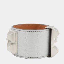 مملوكة مسبقًا Hermes Collier De Chien Bracelet Size T3 Argent Chevre Shamqila